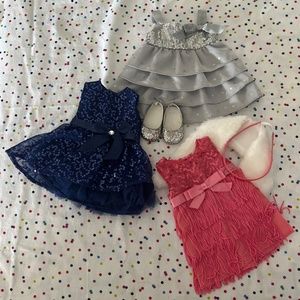 American girl doll sparkle dresses set of 3